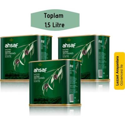 Ahsaf Natürel Sızma Zeytinyağı 500 ml -Teneke (3'lü Ekonomik Paket ) Ahsaf Natürel Sızma Zeytinyağı 500 ml -Teneke (3'lü Ekonomik Paket )