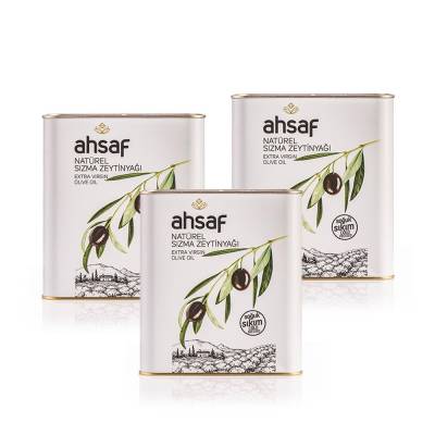 Ahsaf Soğuk Sıkım Natürel Sızma Zeytinyağı 2L-Teneke ( 3'lü Ekonomik Paket )