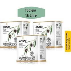 Ahsaf Soğuk Sıkım Natürel Sızma Zeytinyağı 500 ml-Teneke ( 3'lü Ekonomik Paket ) - Thumbnail