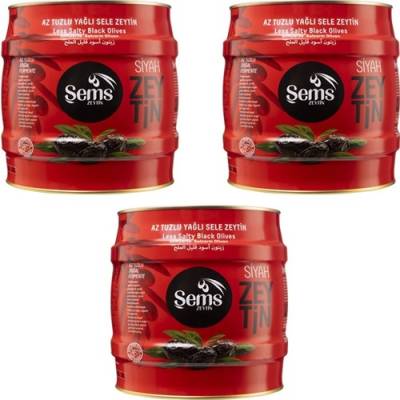 Şems Siyah Zeytin 2 Kg 291-320 Kalibre (3'lü Ekonomik Paket )
