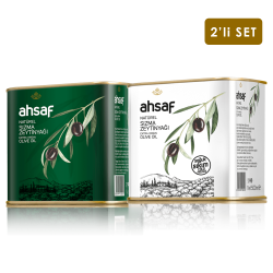 Ahsaf - Natürel Sızma Zeytinyağı 500 ml Teneke + Soğuk Sıkım Zeytinyağı 500 ml Teneke (2'li Ekonomik Paket)