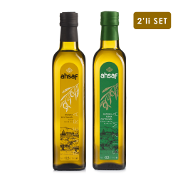 Ahsaf - Riviera Zeytinyağı 500 ml -Cam +Natürel Sızma Zeytinyağı 500 ml -Cam (2'li Ekonomik Paket)