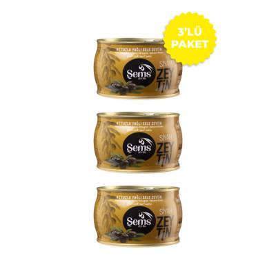 Şems Siyah Yağlı Sele Zeytin - 300 Gr 201-230 Kalibre (3'lü Ekonomik Paket)