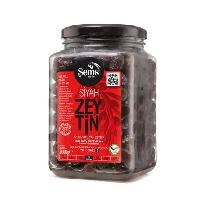 Şems Süper Özel Siyah Zeytin 1000 Gr - Cam 291-320 Kalibre