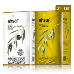 Ahsaf - Soğuk Sıkım Zeytinyağı 1L Teneke + Riviera Zeytinyağı 1L Teneke ( 2'li Ekonomik Paket)